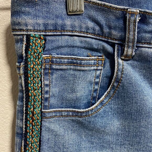 New Look Petite Leyla Relaxed‎ Skinny Jeans Side Stripe Boho Festival Raw Hem 6P - Picture 5 of 13